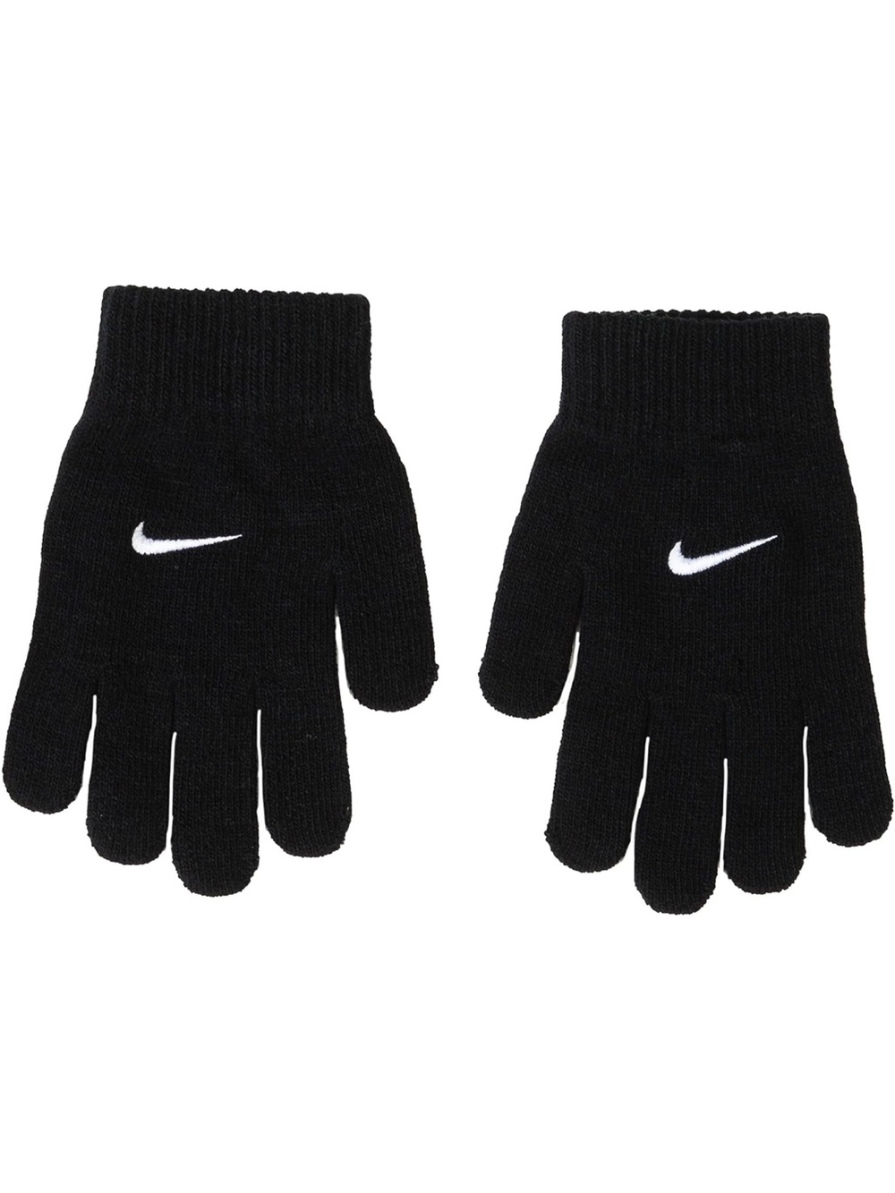 Nike Black Knit Gloves with White Swoosh - Men's, Size OS